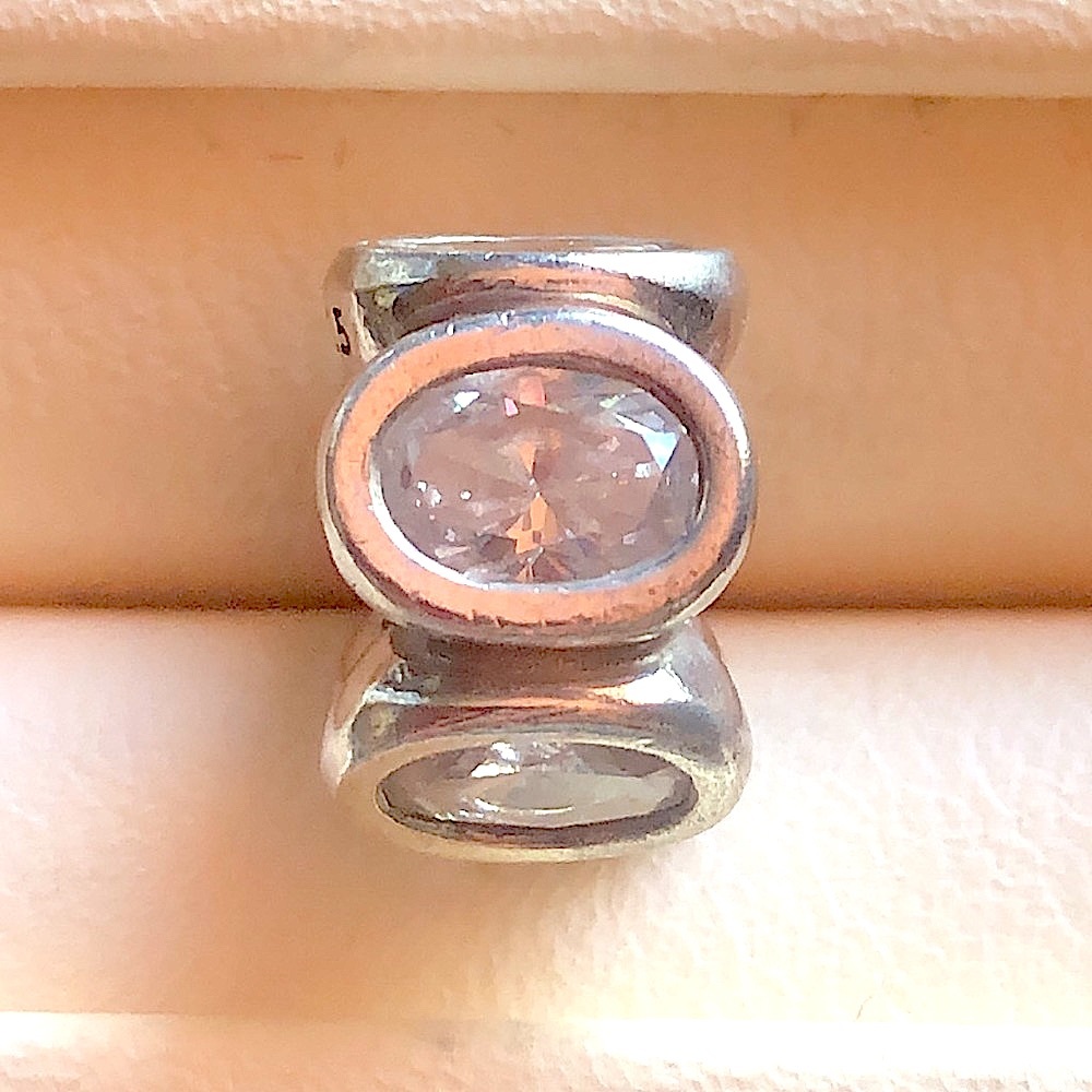 Pandora Clear Oval Light Silver Charm.